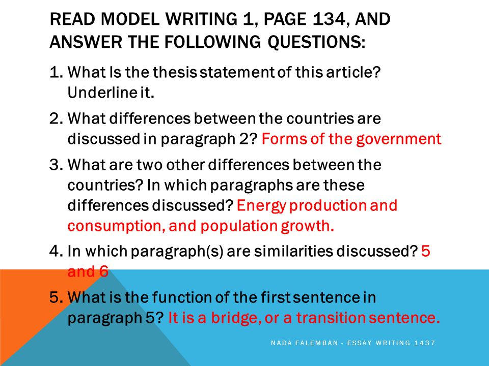 Two things to compare and contrast for an essay countries
